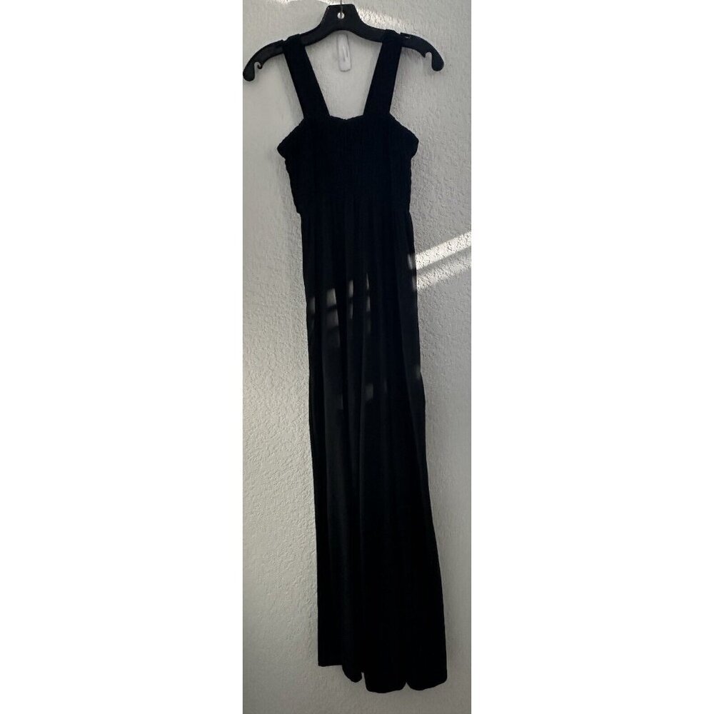 Womens Strappy Smocked Tube Top Jersey Wide Leg Jumpsuit‎ Small Lagenlook Boho